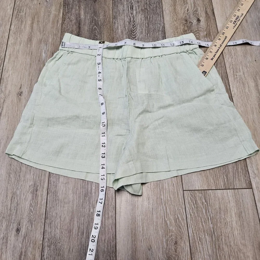 J. Crew Tropez Shorts In Linen Sheer Mint Light Green Women's Small Resortwear